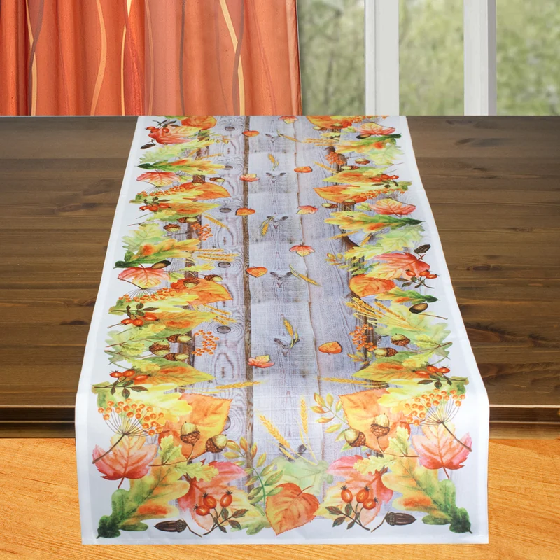 Fischer Fensterbilder Tischläufer mit Digitaldruck "Herbstlaub" 40x140 cm