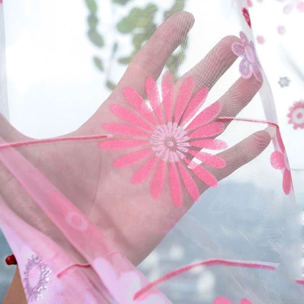 Rosa Voile Vorhang mit Blumenmuster