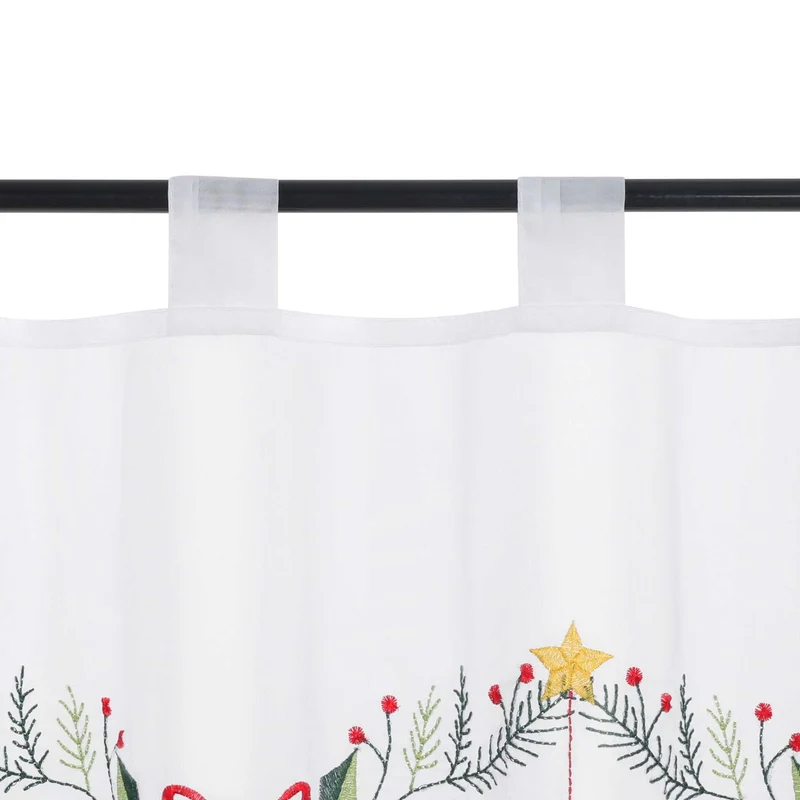 Scheibengardine Transparent mit Weihnachtsglocken