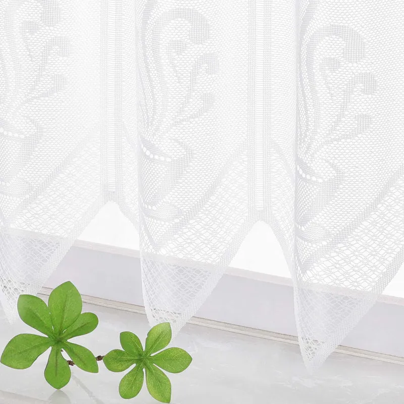 Transparent Scheibengardine mit Cafe Muster