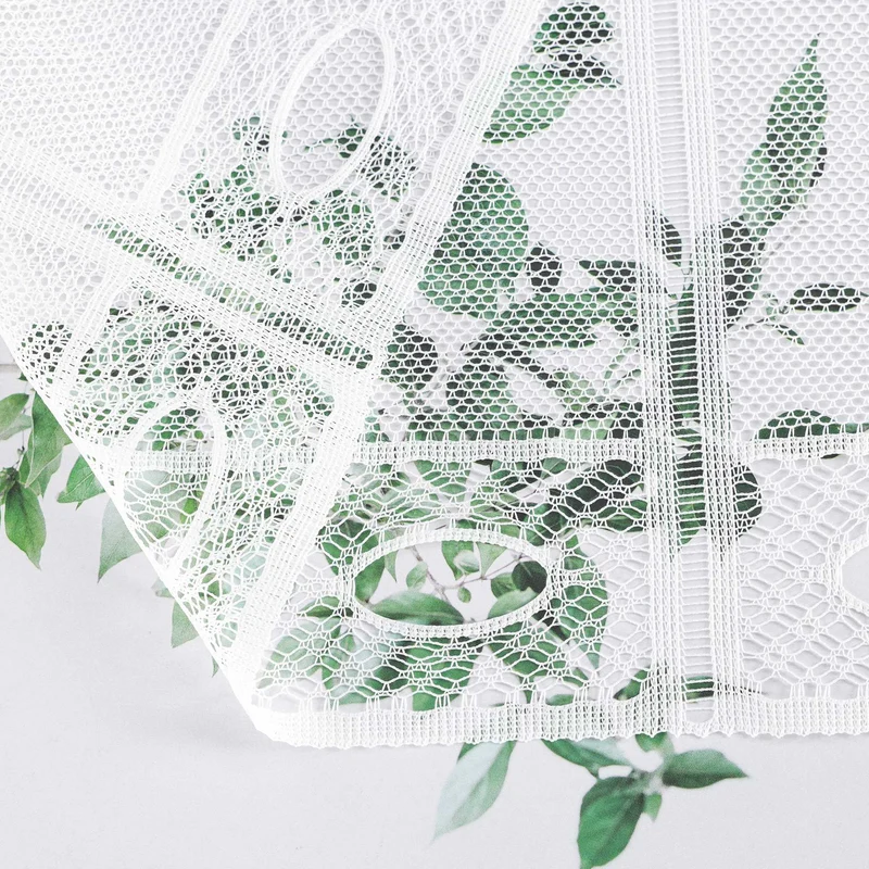 Transparent Scheibengardine mit Cafe Muster