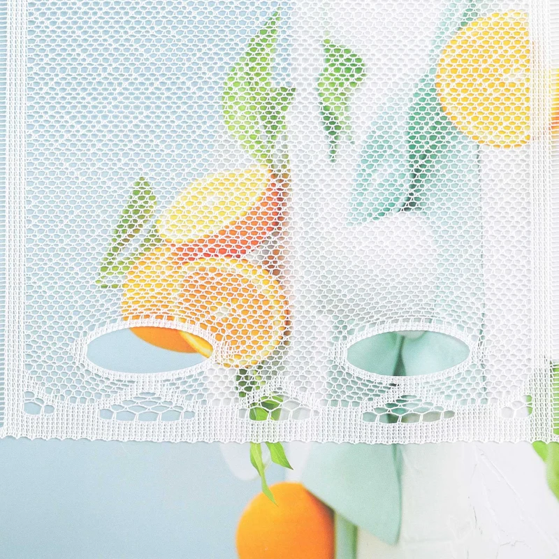 Transparent Scheibengardine mit Tulpen-Muster