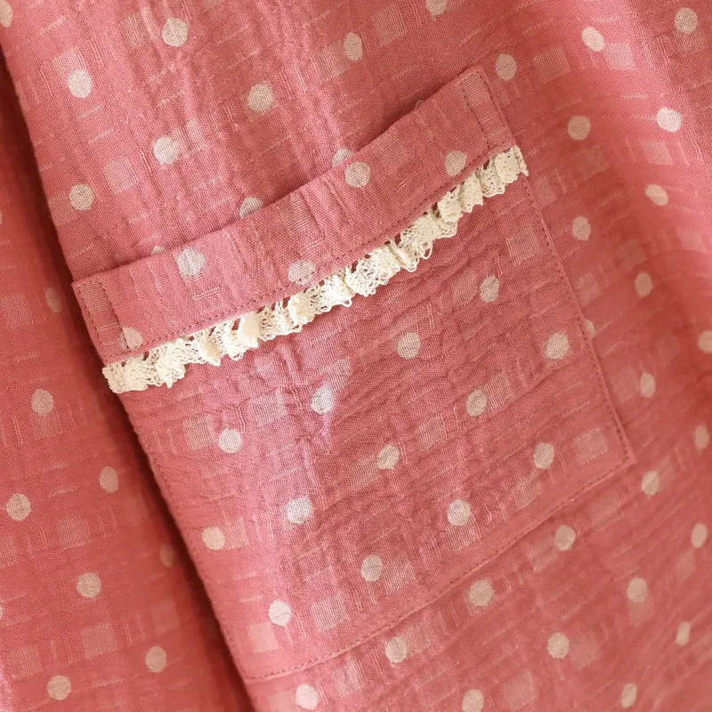 Lounge-Set aus Baumwollgaze und Spitze mit Zuckerpunkten