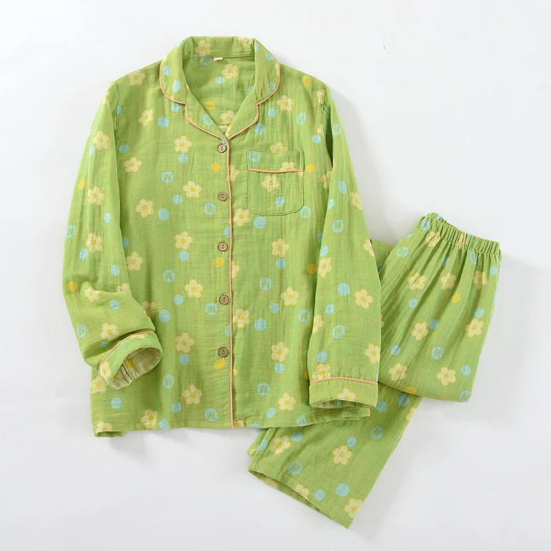Loungewear-Set aus Baumwolle mit Blumenmuster und Paspelierung