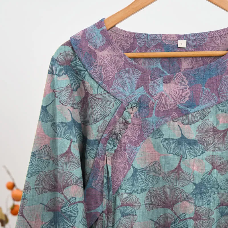Pyjama-Set im chinesischen Stil mit Ginkgoblatt
