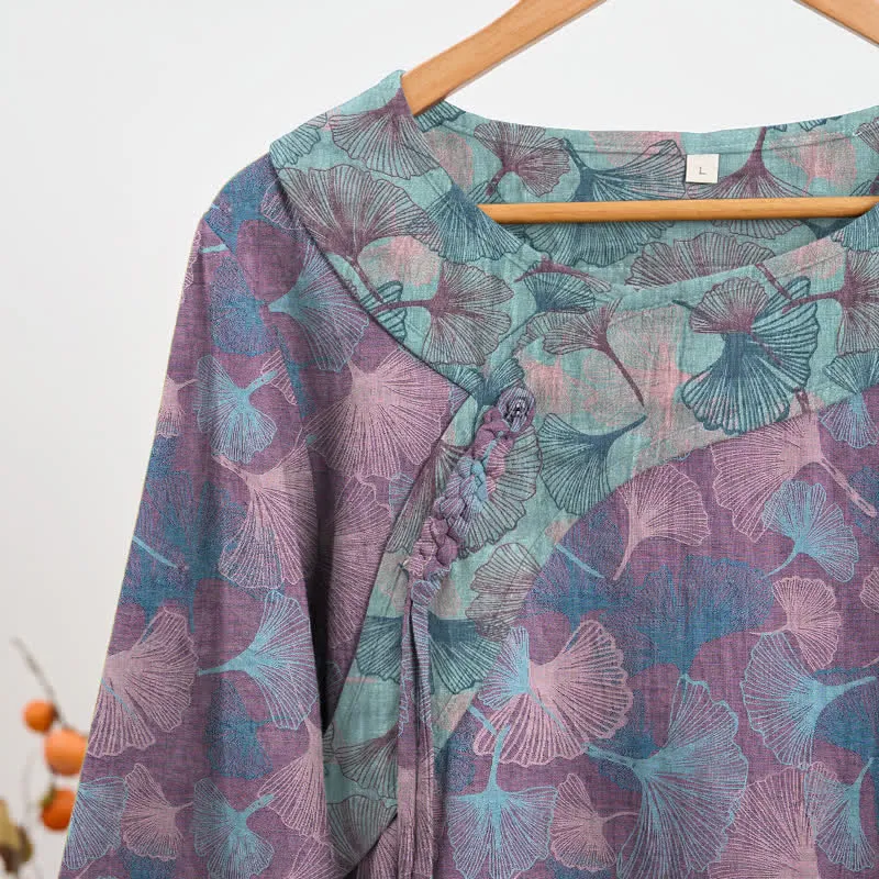 Pyjama-Set im chinesischen Stil mit Ginkgoblatt