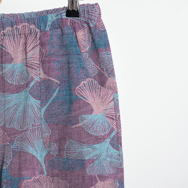 Pyjama-Set im chinesischen Stil mit Ginkgoblatt