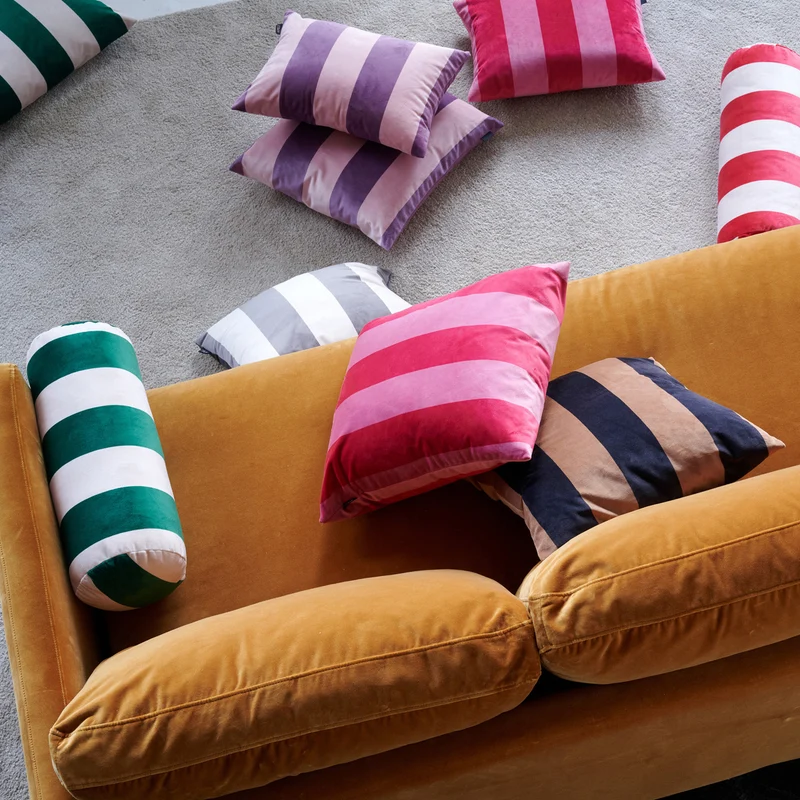 APELT Stripe Kissen Blockstreifen auf Samt