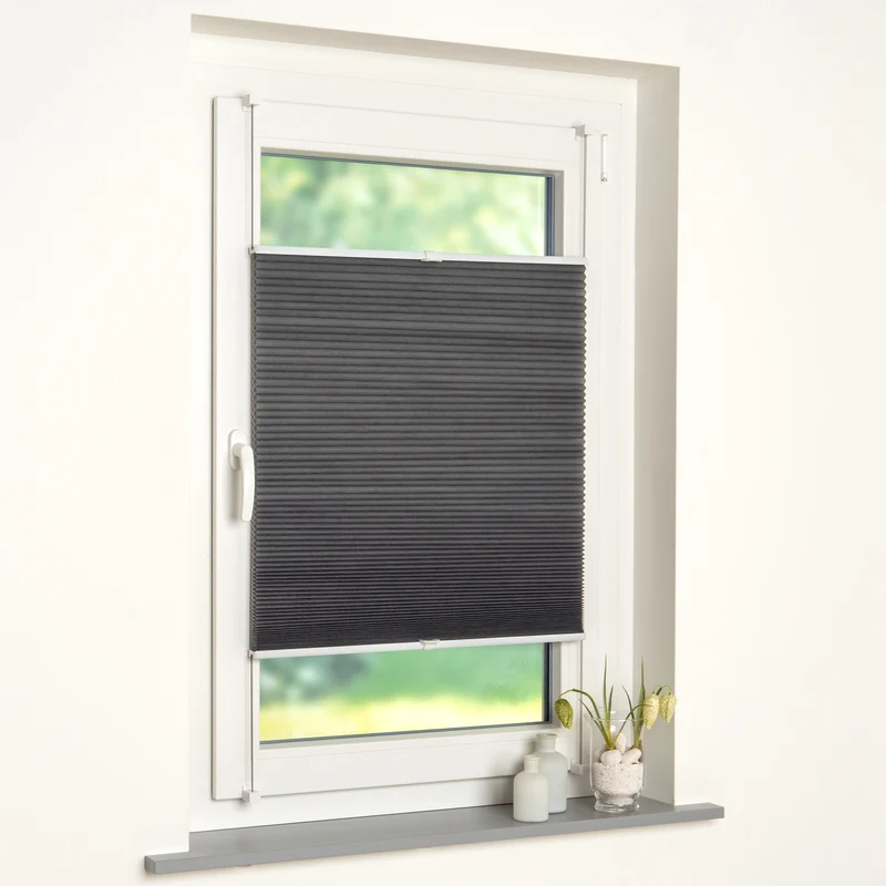 ourdeco® Klemmfix-Wabenplissee | lichtdurchlässig | ohne Bohren | Metallklemmträger | weiß, grau