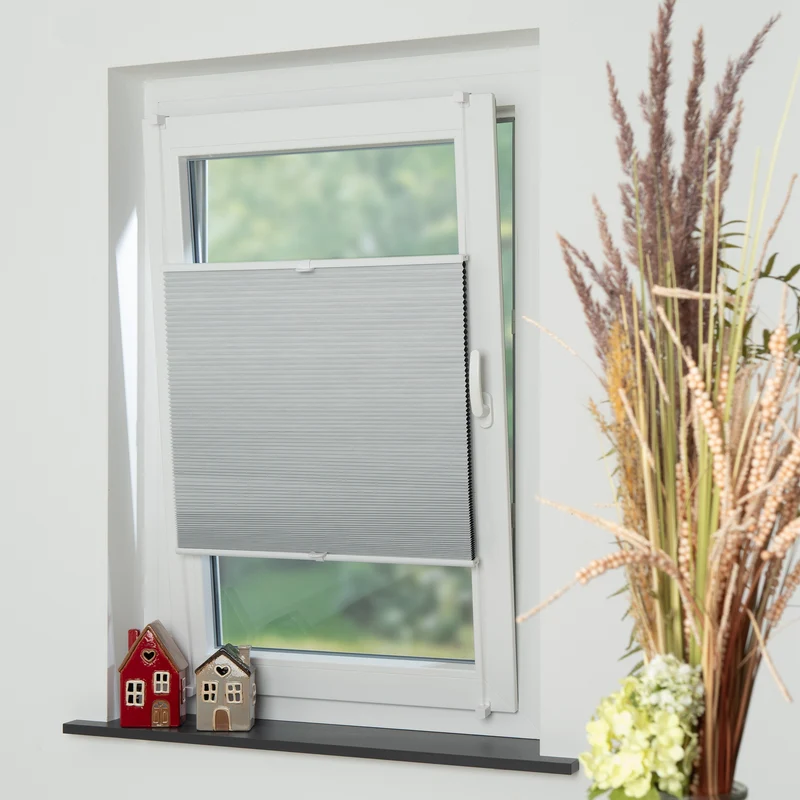 ourdeco® Klemmfix-Wabenplissee | verdunkelnd | Thermo-Beschichtung | ohne Bohren | Metallklemmträger | weiß, grau
