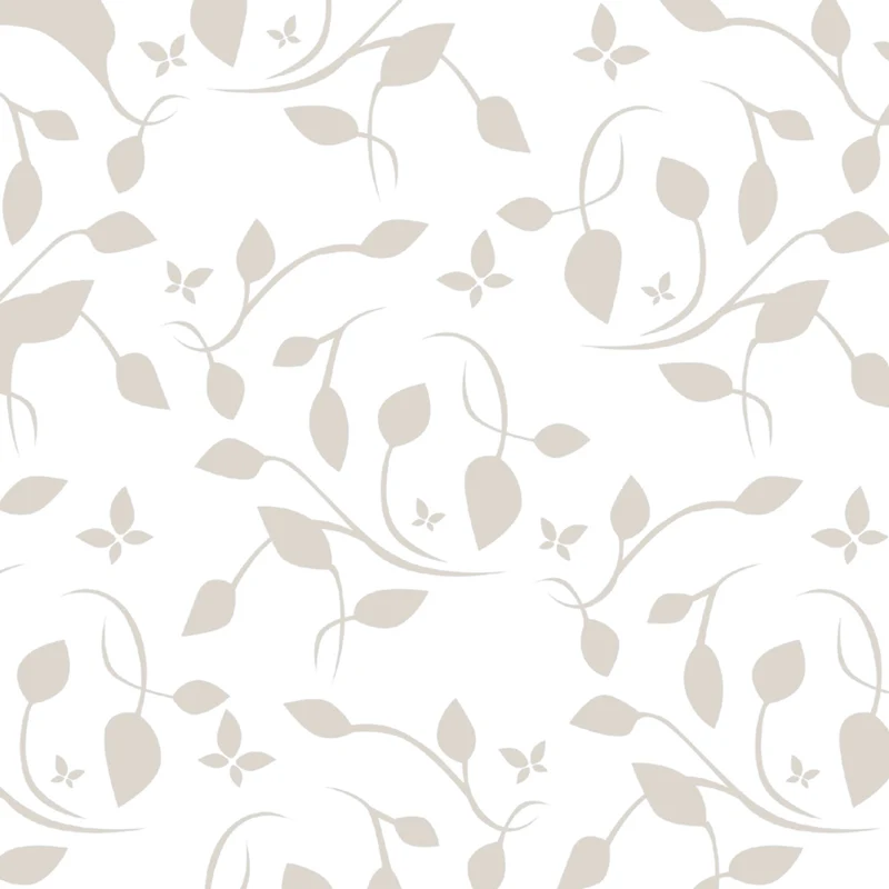 ourdeco® Seitenzugrollo Dekor | lichtdurchlässig | Druck Blätter , Ranke weiß/taupe, Ornament Ivory & Graphite