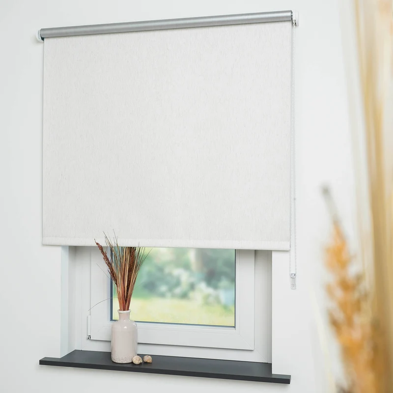 ourdeco® Seitenzugrollo | verdunkelnd | Thermo-Beschichtung | weiß, anthrazit, linen