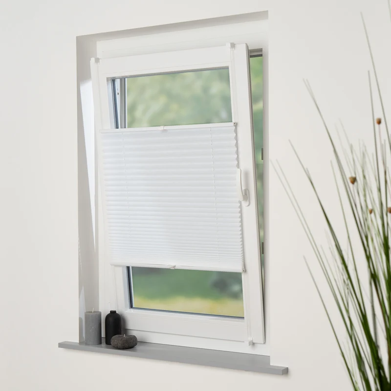 ourdeco® Klemmfix-Plissee Easy | ohne Bohren | weiß, beige, grau