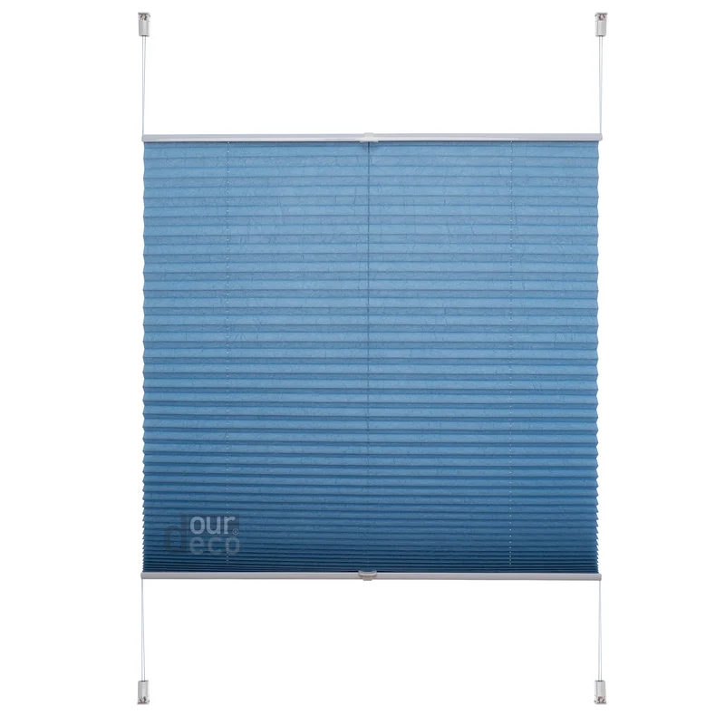 ourdeco® Klemmfix-Plissee | ohne Bohren | Jeansblue, Lachs
