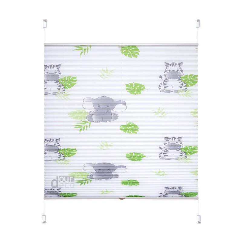 ourdeco® Kinder‑Plissee „Hanni und Luc“, weiß, lichtdurchlässig, einfache Klemmfix‑Montage ohne Bohren
