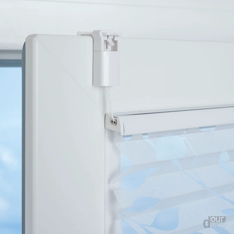 ourdeco® Klemmfix Plissee Ausbrenner, dekorative, moderne Stile - Waitara, Blatt, Symphonie und Blume, Montage mit Klemmträgern ohne Bohren