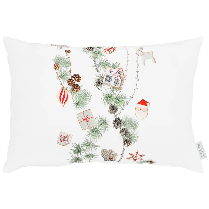 APELT 3711 Kissen Wintermotiv mit Lärchenzweigen