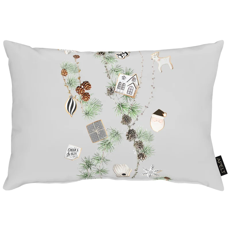 APELT 3711 Kissen Wintermotiv mit Lärchenzweigen