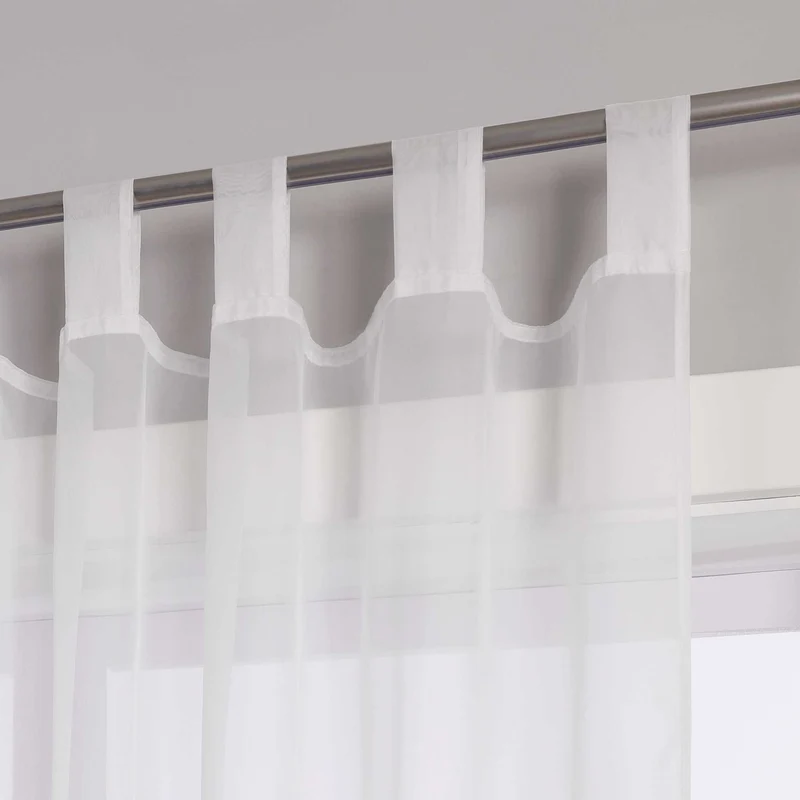 Gardine mit Seidenband Unifarbe Voile 1 Stück