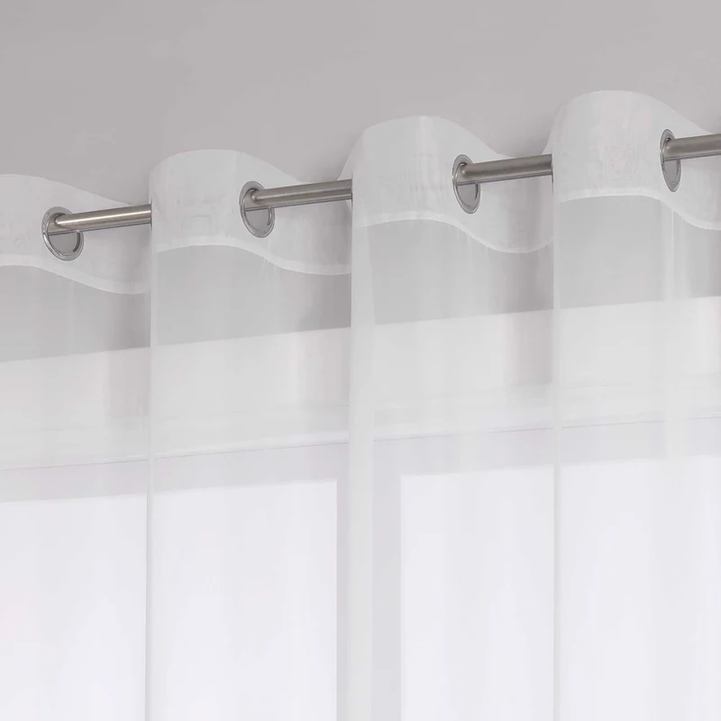 Gardine mit Seidenband Unifarbe Voile 1 Stück