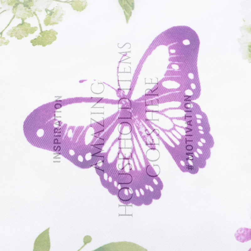 Scheibengardine Landhaus mit schmetterling und flora