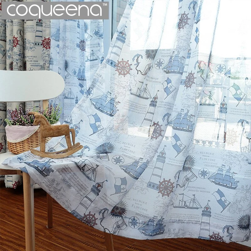 Maritimer Voile Vorhang für Kinderzimmer