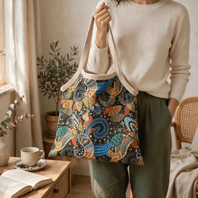 Boho-Blumen-Tragetasche Schultertasche