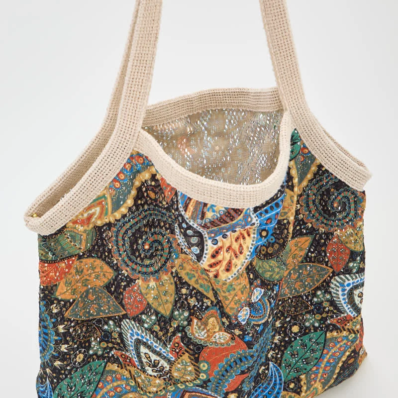 Boho-Blumen-Tragetasche Schultertasche