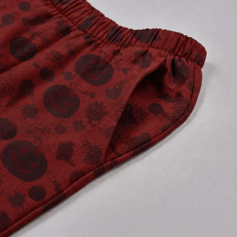 Rotes Kürbismonster-Baumwoll-Loungewear-Set