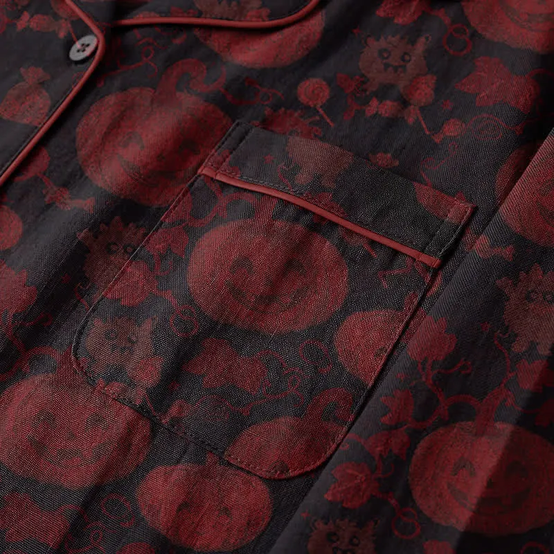 Rotes Kürbismonster-Baumwoll-Loungewear-Set