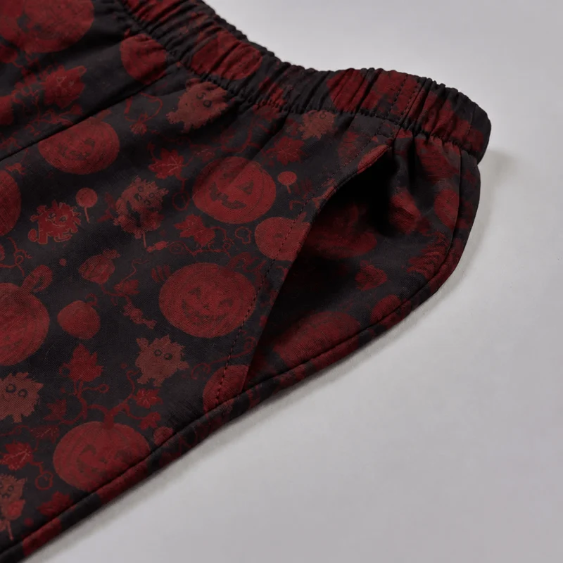 Rotes Kürbismonster-Baumwoll-Loungewear-Set
