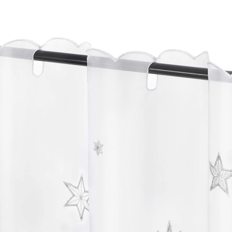 Scheibengardine Transparent Weihnachten mit besticktem Sternmuster