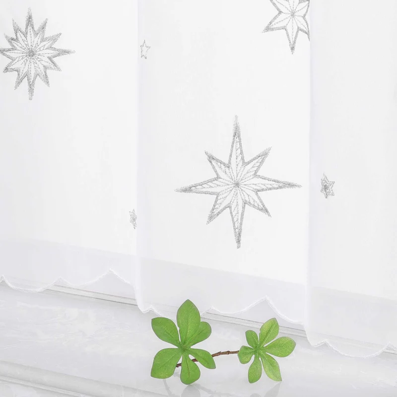 Scheibengardine Transparent Weihnachten mit besticktem Sternmuster
