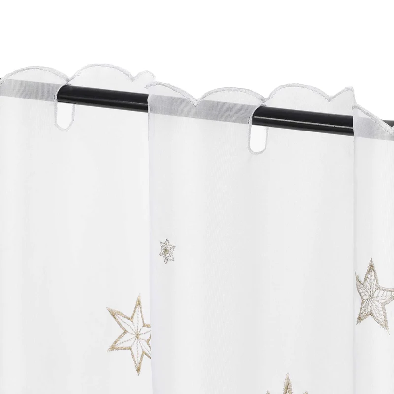 Scheibengardine Transparent Weihnachten mit besticktem Sternmuster