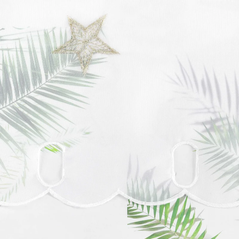 Scheibengardine Transparent Weihnachten mit besticktem Sternmuster