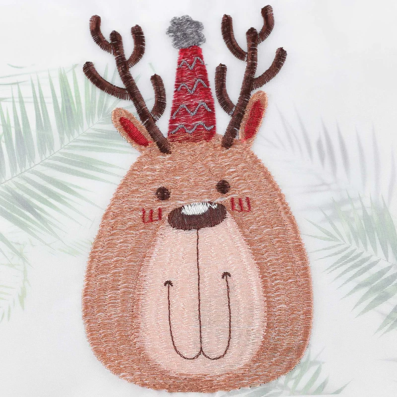 Scheibengardine Weihnachten 1 Stück mit Rentier und Handschuh Stickerei