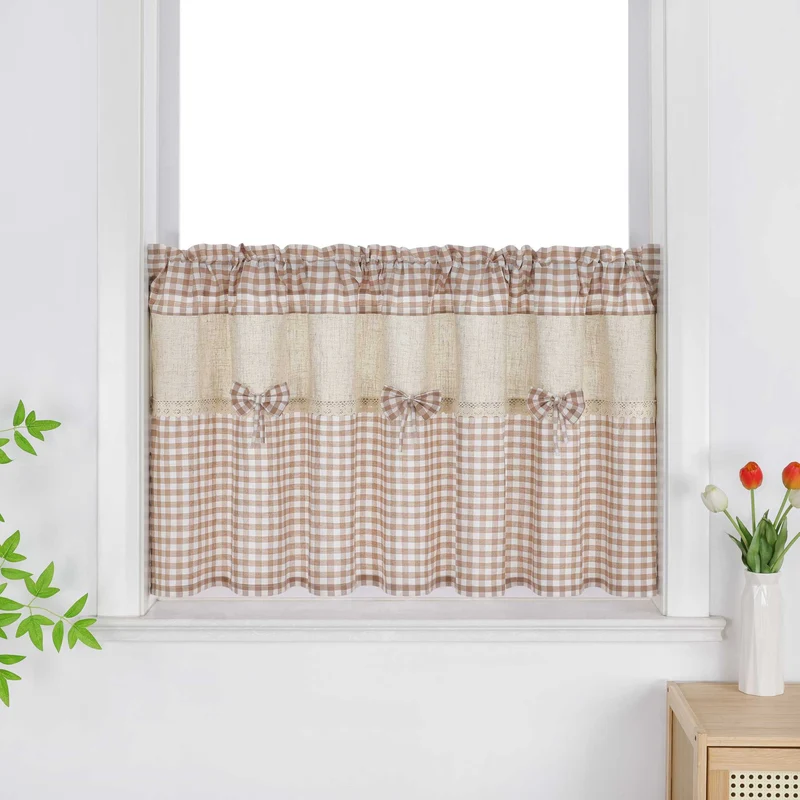 Landhausstil Scheibengardine mit Karomuster