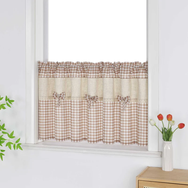 Landhausstil Scheibengardine mit Karomuster