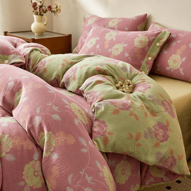 Bettwäsche-Set aus Baumwolle mit Vintage-Blumenmuster