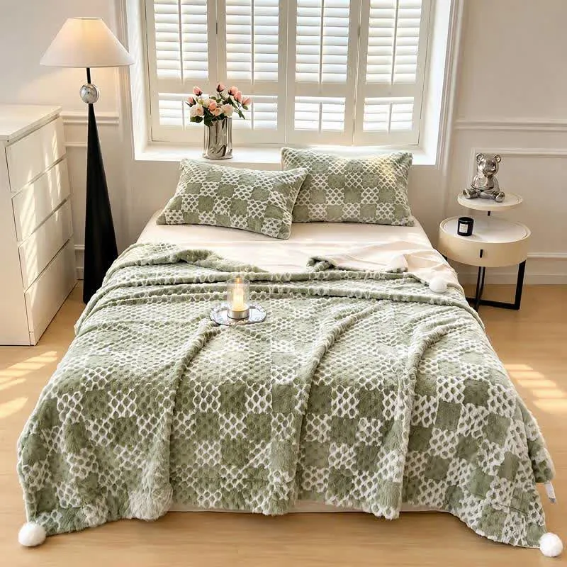 Wende-Überwurfdecke mit Karomuster
