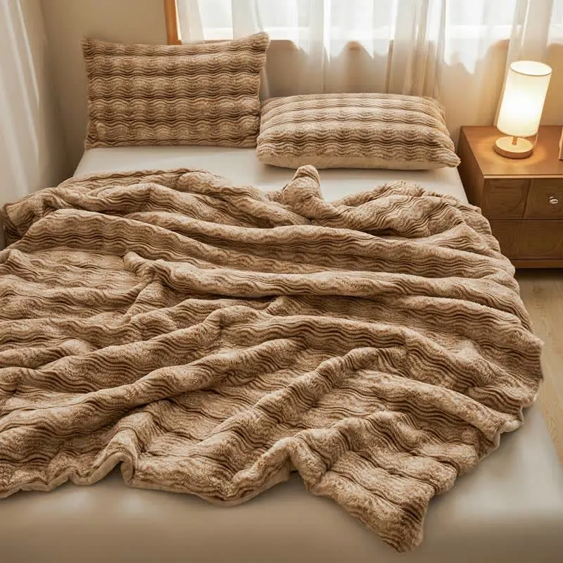 Weiche, flauschige Plüschdecke mit Wellenmuster