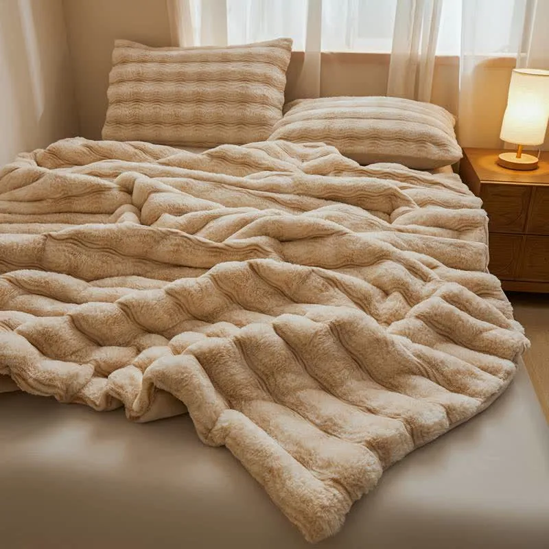 Weiche, flauschige Plüschdecke mit Wellenmuster