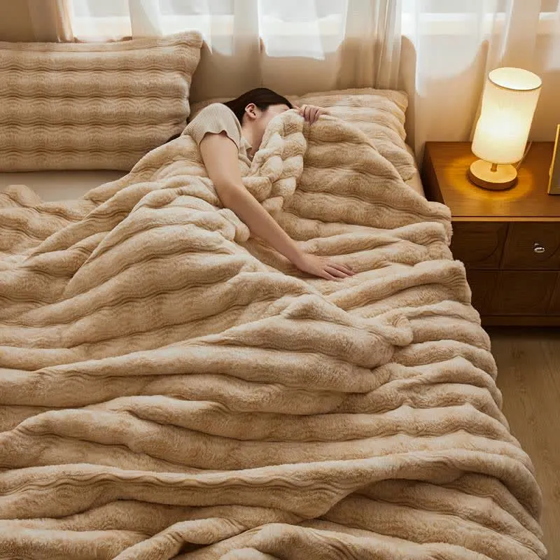 Weiche, flauschige Plüschdecke mit Wellenmuster