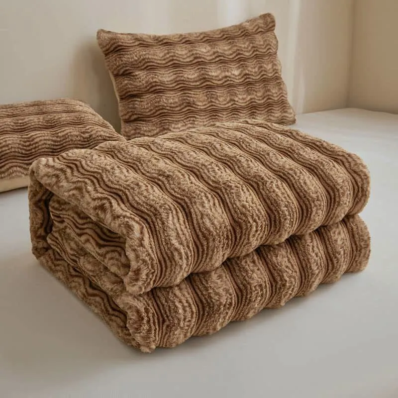 Weiche, flauschige Plüschdecke mit Wellenmuster