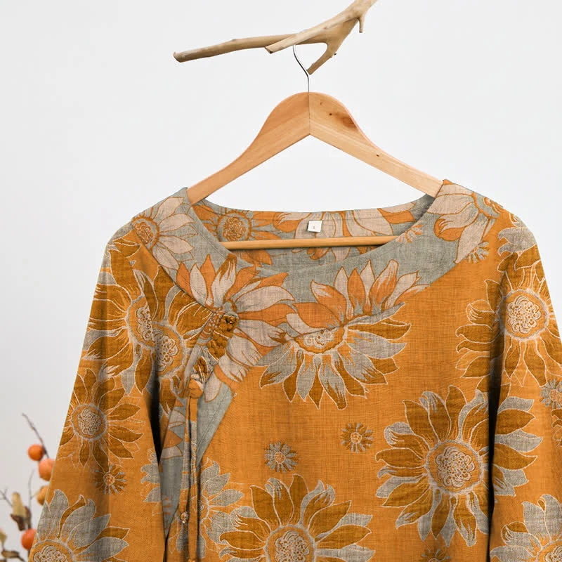 Orientalisches Sonnenblumen-Baumwollpyjama-Set