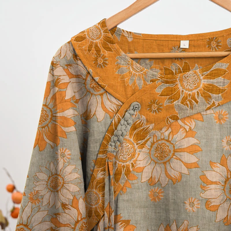 Orientalisches Sonnenblumen-Baumwollpyjama-Set