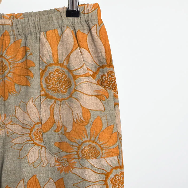 Orientalisches Sonnenblumen-Baumwollpyjama-Set