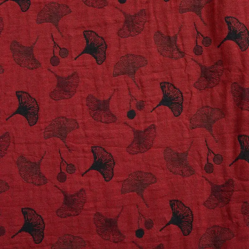 Vintage Haremshose aus Baumwolle mit Ginkgoblatt-Motiv