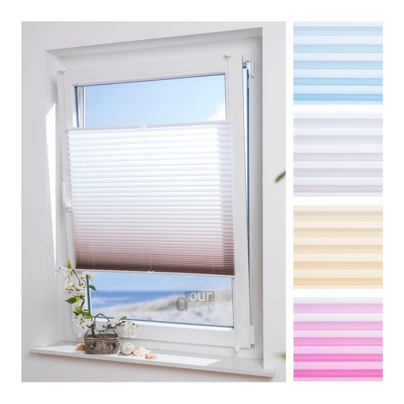 ourdeco® Klemmfix Plissee ohne Bohren Farbverlauf