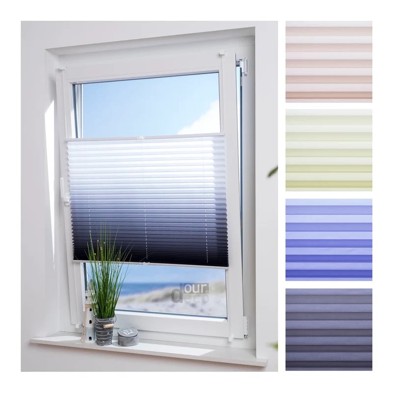 ourdeco® Klemmfix Plissee ohne Bohren Farbverlauf
